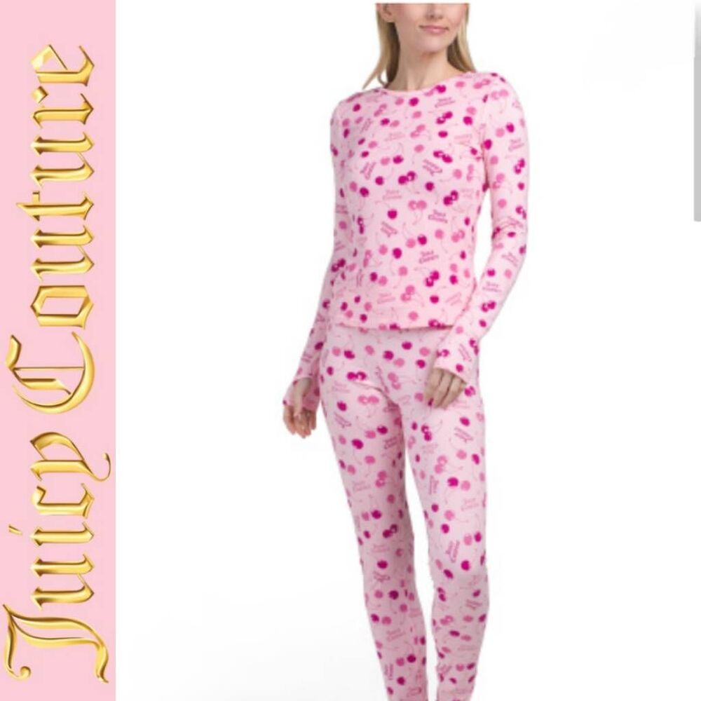 Juicy Couture Cherry Bubble Logo Print Pajama Set